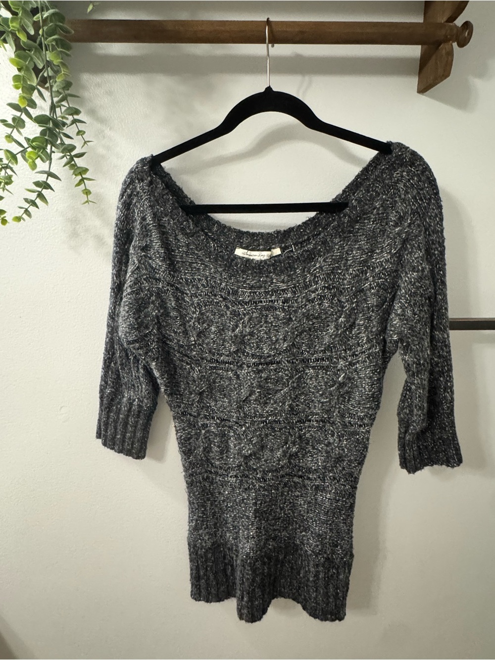 American Rag Women’s XL Charcoal Gray Women's Knit Sweater - Off the Shoulder